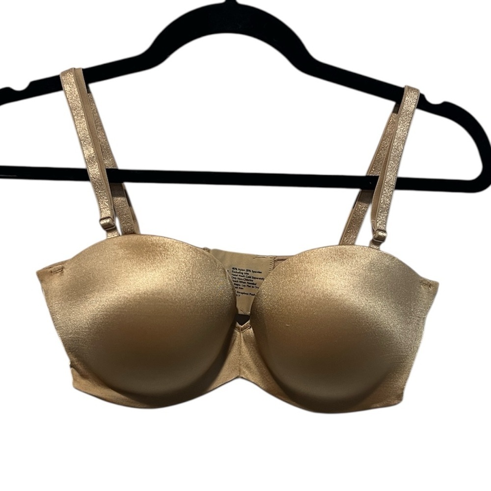 Soma enhancing shape nude strapless push up bra removable straps 34D